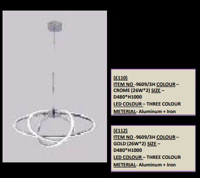 Three Colour LED Chandelier-9609/3H