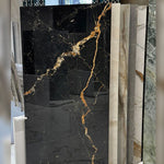 Load image into Gallery viewer, Black and gold - High gloss porcelain tile - 1200x600 mm
