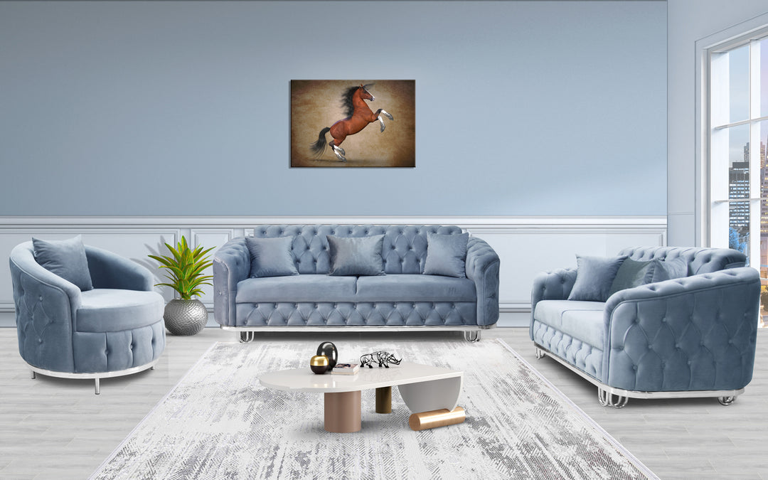 Almira Chesterfield Turkish Blue Sofa Set (Starting from £380 to £1520)