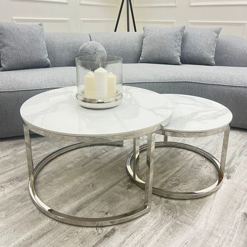 Cato Short Round Coffee Silver Tables