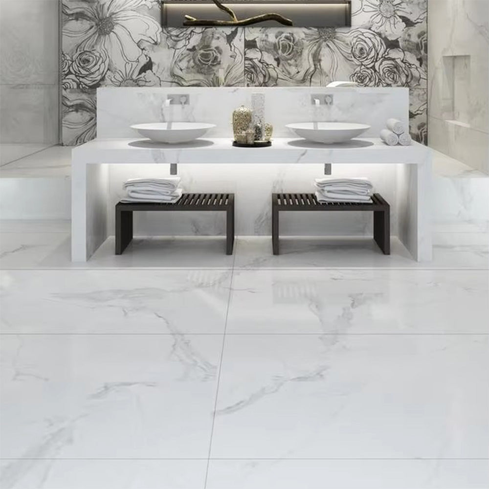 Calcatta White marble - 120x60 High Gloss Porcelain Tile