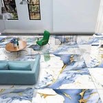 Load image into Gallery viewer, Pigeon Aqua - Blue and Gold - 1200 x 600 - High gloss porcelain tile
