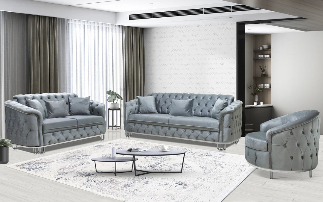 Almira Chesterfield Turkish Grey Sofa Set (Starting from £380 to £1520)