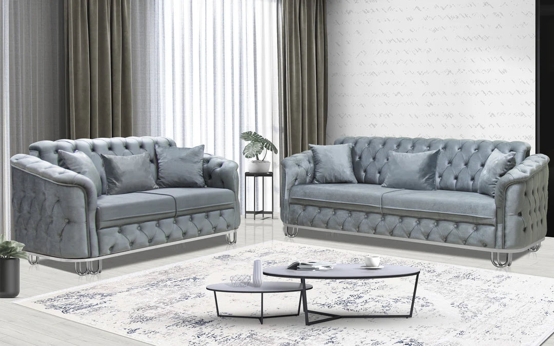 Almira Chesterfield Turkish Grey Sofa Set (Starting from £380 to £1520)