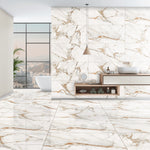 Load image into Gallery viewer, Lava Marble white and Gold - 1200x600 High Gloss Porcelain Tile
