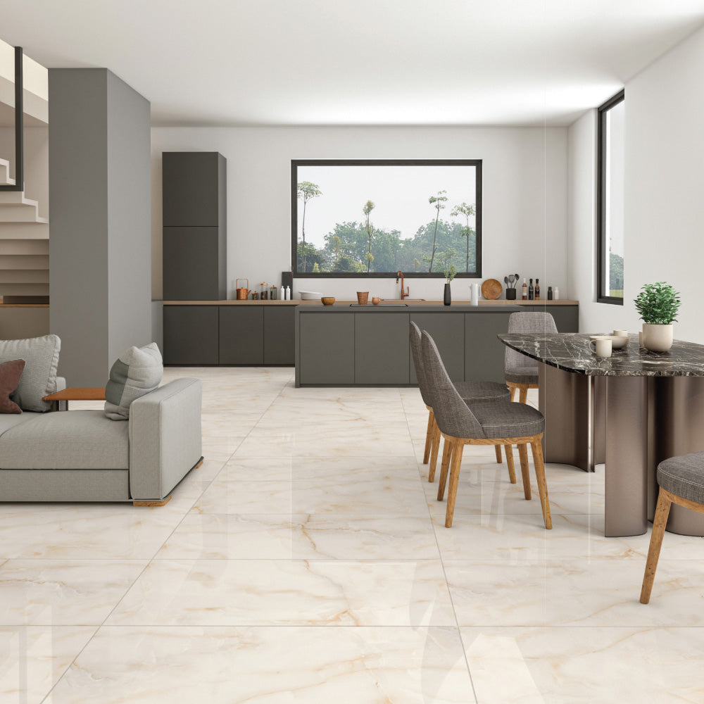 SILK ONYX GOLD  - 120x60 High Gloss and matt finish Porcelain Tile
