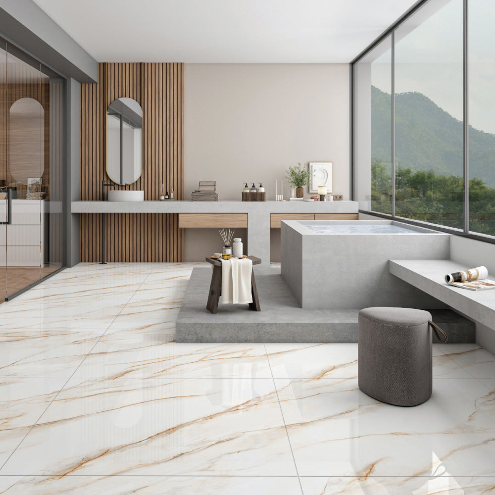 STELLA BEIGE END  - 120x120 High Gloss and Matt Finish Porcelain Tile