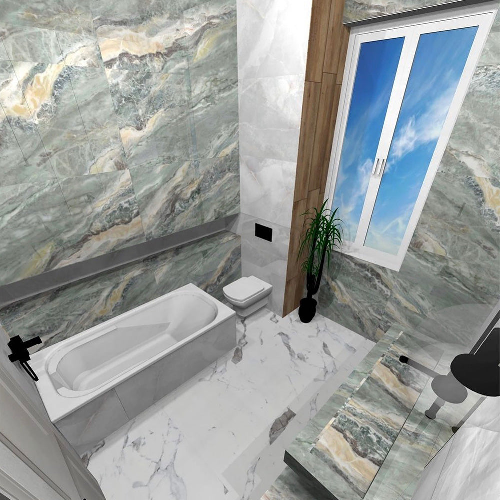 Sea green onyx  - 120x60 High Gloss Porcelain Tile