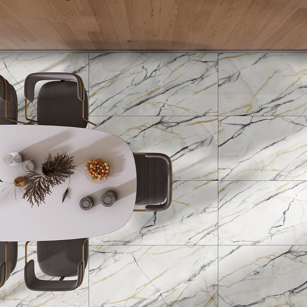 THUNDER WHITE - 1200x600 High Gloss Porcelain Tile
