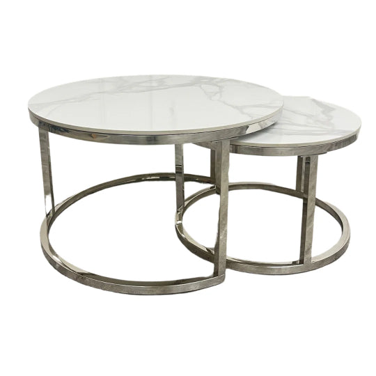 Cato Short Round Coffee Silver Tables