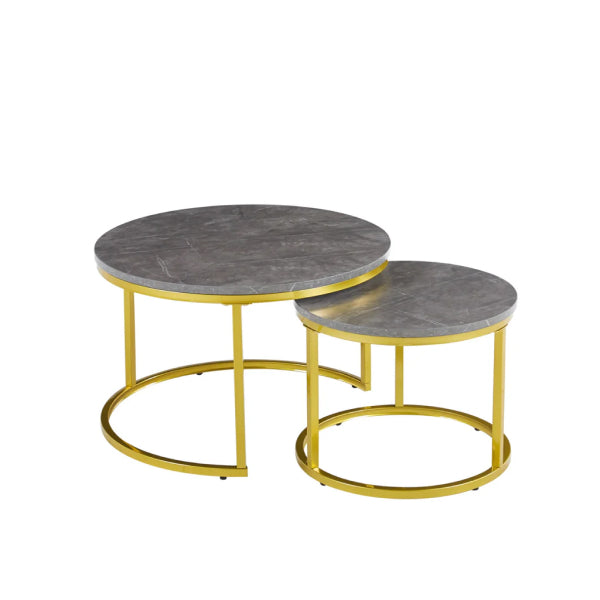 Round Nesting Coffee Tables with Gold or Black Frame