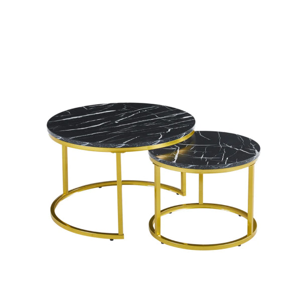 Round Nesting Coffee Tables with Gold or Black Frame