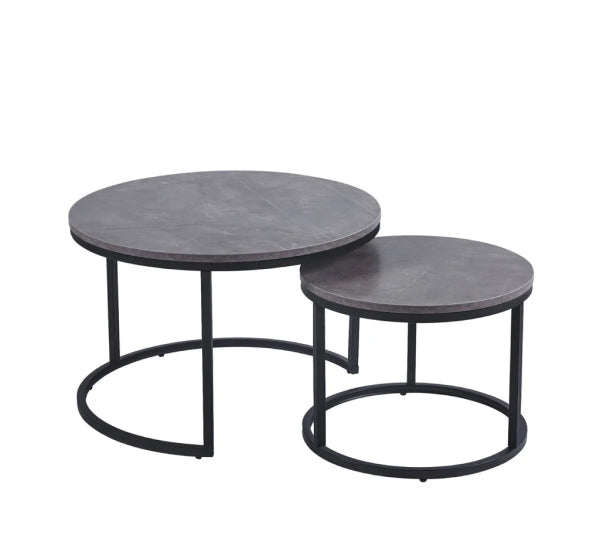 Round Nesting Coffee Tables with Gold or Black Frame