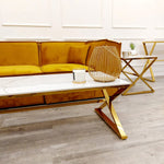 Load image into Gallery viewer, Zion Gold Coffee Table with Polar White Sintered Top
