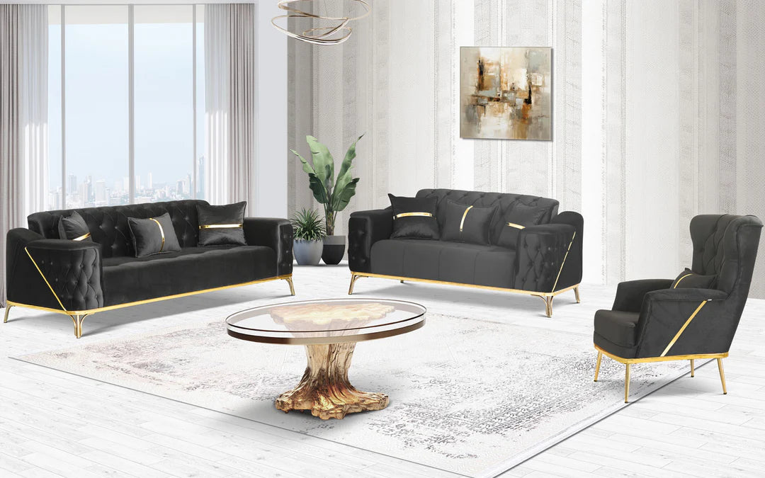 Jasmine Black Velvet Sofa Set (Starting from £534 to £1380)
